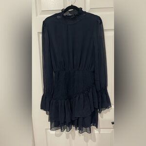 Elegant Navy Long Sleeve Dress